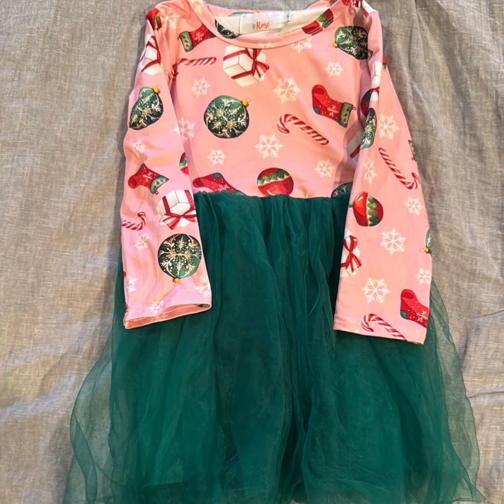 Festive Pink and Green Kids Costume Dress